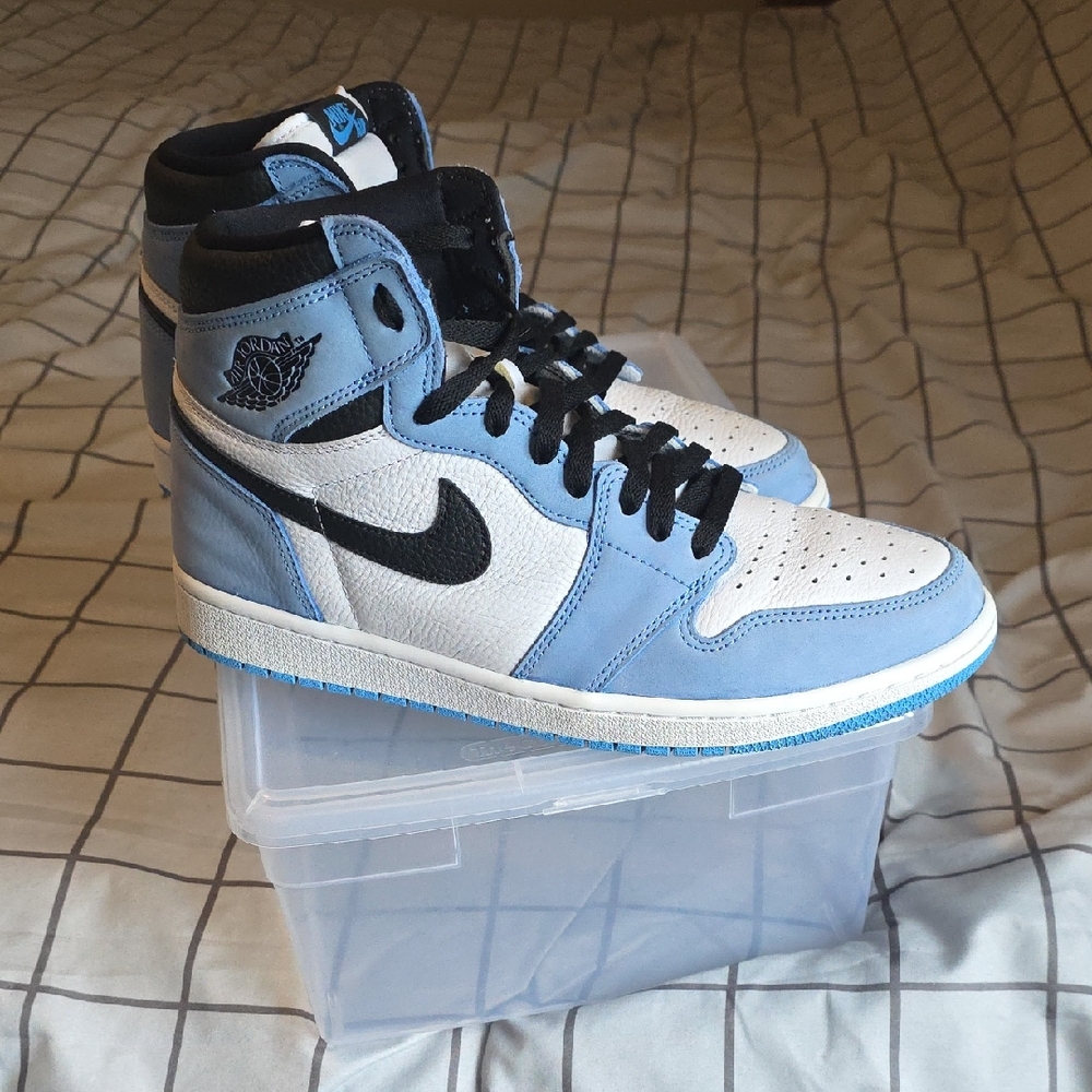 Nike Air Jordan High Top Blue and White Athletic Shoes